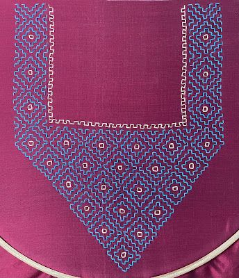 MY CRAFT WORKS: Embroidery Neck Design using Holbein Stitch Neck Design Hand Embroidery, Holbein Stitch, Easy Embroidery Designs, Embroidery Neck Design, Simple Hand Embroidery, Stitch Embroidery Design, Embroidery Neckline, Anchor Threads, Anchor Embroidery