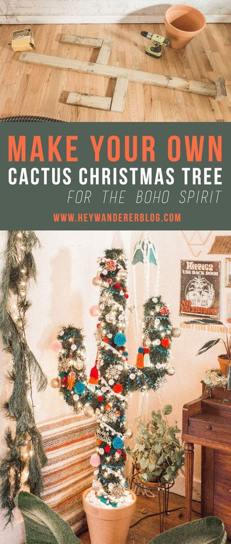 DIY: Cactus Christmas Tree | Hey Wanderer Western Christmas Decorations, Cactus Christmas Tree, Cactus Christmas Trees, Cactus Christmas, Diy Cactus, Adventurous Travel, Texas Christmas, Cactus Diy, Tree Themes