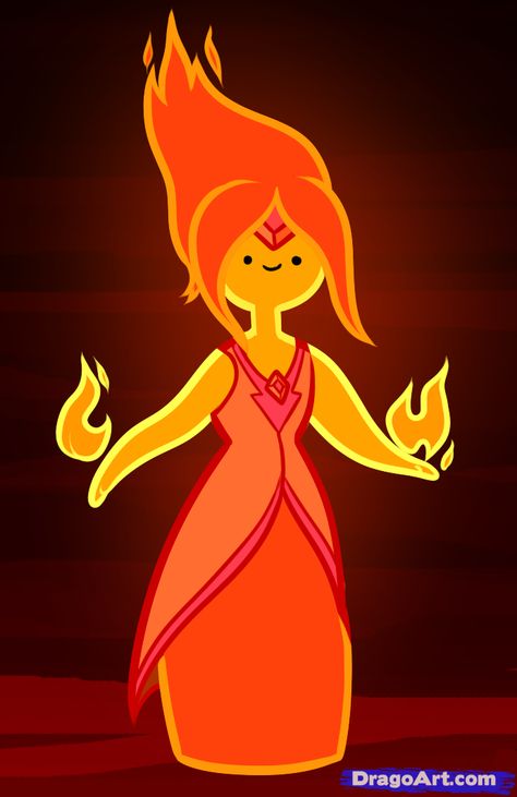 Fire Cartoon Character, Flame Princess Drawing, Adventure Time Fire Princess, Red Cartoon Characters, Tv Cartoon Characters, Princesa Llama, Adventure Time Flame Princess, Fire Princess, Adventure Time Princesses