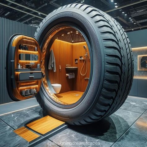 Car Tire Shaped Showers: Add a Touch of Auto-Inspired Design Casa Fantasy, Weird Design, Unusual Furniture, Fantasy Furniture, Unique Furniture Design, Car Furniture, Restroom Decor, Nice Pic, Rustic Home Design