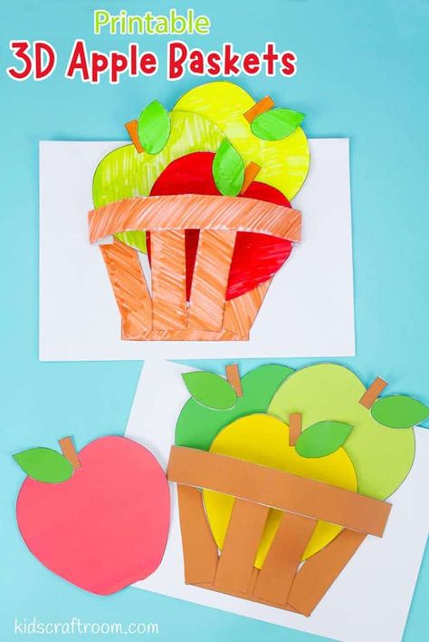 This Apple Basket Craft is the perfect autumn craft for kids. It's made with a lovely 3D basket so kids can have fun putting their apples in and out of the basket! The perfect craft for apple season! #kidscraftroom #kidscrafts #applecrafts #autumncrafts #fallcrafts Apple Basket Craft, Johnny Appleseed Activities, Season Craft, Letter D Crafts, Apple Alphabet, Fruit Crafts, Apple Basket, Autumn Craft, Easter Arts And Crafts