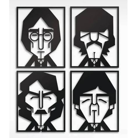 Panel the Beatles Laser Cut Files CDR DXF SVG Pattern Cnc Cut | Etsy Serbia Ideas En Mdf, Fireplace Decor Modern, Cnc Art, Laser Cut Wood Crafts, Laser Engraved Ideas, 3d Cnc, Laser Art, 카드 디자인, Scroll Saw Patterns