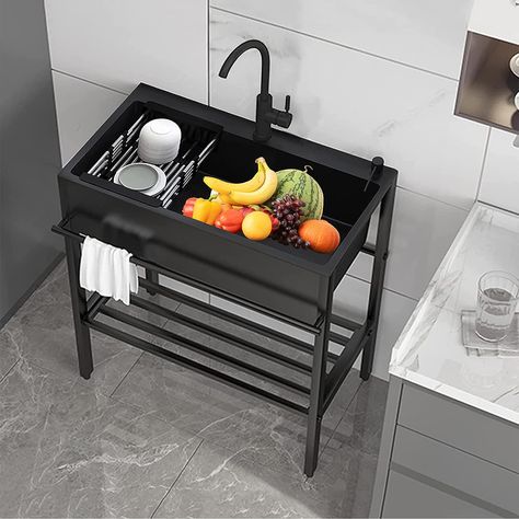 Commercial Stainless Steel Kitchen Sink, Outdoor Sink, 1 Compartment Free Standing Utility Sink Heavy Duty Floor Mounted Wash Station with Faucet and Storage Shelves for Indoor Outdoor ( Size : 68*45* - Amazon.com Free Standing Kitchen Sink, Sink Outdoor, Outdoor Garden Sink, Stainless Steel Utility Sink, Outdoor Sink, Free Standing Sink, Wash Station, Garden Sink, Free Standing Cabinets