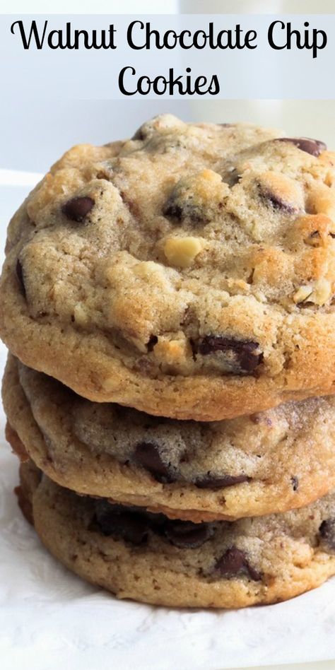 Walnut Chocolate Chip Cookies, Walnut Cookie Recipes, Chocolate Chip Walnut Cookies, Cake Mug, Walnut Recipes, Walnut Cookies, Homemade Donuts, Mary Berry, Chewy Chocolate Chip