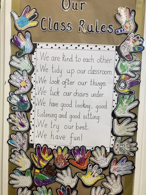 School Rules Display, Class Rules Display Ideas, Primary School Resources, Primary 2 Classroom Ideas, Welcome To Our Class Display, New Class Display, Reception Transition Activities, Class Charter Display Eyfs, Transition Day Activities Year 1