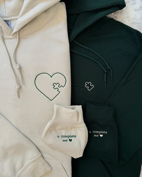 If this got sent this to you, you owe them matching hoodies🤭💕 Which one would you get?💖 This gift is something they will wear forever & when they wear it they’ll be reminded of how much love & appreciation you have for them🫶🏼 SHOP NOW~Link in bio<3 ~~ #anniversary #anniversarygift #gift #embroiderymachine #embroidery #custominitials #asmr #embroideryasmr #SmallBusiness #bfgiftideas #gfgiftideas #boyfriendgiftideas #girlfriendgiftideas #matchingcouplesoutfits #matchingcouples #matchingco... Matching Hoodies Ideas, Embroidered Initials On Hoodie Sleeve, Bff Matching Hoodies, Custom Embroidery Ideas, Diy Matching Hoodies For Best Friends, Embroidery Matching Hoodies, Hoodie Embroidery Ideas Boyfriend, Diy Matching Hoodies, Couple Hoodies Relationships