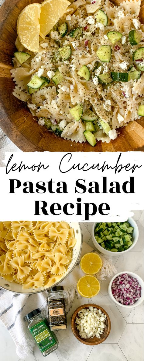 Cucumber Feta Pasta Salad, Cold Pasta Meal Prep Healthy, Cucumber Recipes Dinner, Pasta Salad Recipes With Lettuce, Pasta With Cucumbers, Pot Luck Pasta Salad Recipes, Feta Cucumber Pasta Salad, Health Pasta Salad, Cold Pasta Salad Meal Prep