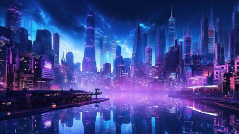 Neon Lit Metropolis Of The Future A Cyberpunk Inspired 3d Rendering Background Futuristic City Background, Rendering Background, Neon Cyberpunk, Concept Vehicles Sci Fi, Cool Pictures For Wallpaper, Neon Backgrounds, Desktop Wallpaper Art, Up To The Sky, City Background