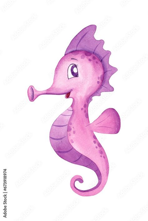 Hand drawn seahorse. Cute watercolor illustration isolated on white background. Underwater animals Stock Illustration | Adobe Stock Seahorse Illustration, Ocean Clipart, Underwater Animals, Cute Watercolor, Watercolor Animals, Photo Illustration, Watercolor Illustration, Adobe Stock, Stock Illustration