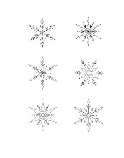 Snowflakes Tattoo Small, Christmas Embroidery Snowflake, 3 Snowflake Tattoo, Snowflake Tattoo Stencil, Snow Flakes Tattoo Small, Unique Snowflake Tattoo, Mini Snowflake Tattoo, Dainty Christmas Tattoos, Snowflake Semicolon