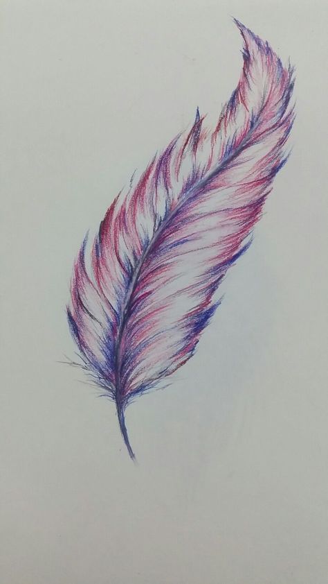 Drawing A Feather, Colour Pens Art, Colored Feather Tattoos, How To Draw A Feather, Feather Drawing Pencil, Feather Drawing Simple, Colorful Feather Tattoo, Drawings Of Feathers, How To Draw Feathers