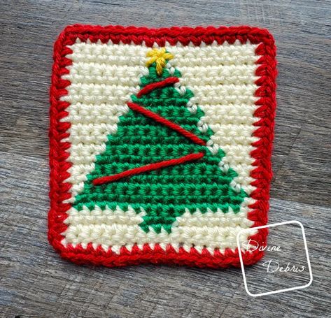 Cute Tree Coaster | Clover Needlecraft Crochet Tree Granny Square, Tree Granny Square, Cute Tree, Making Patterns, Crochet Tree, Coaster Pattern, Christmas Squares, Decorating For Christmas, Crochet Christmas Trees