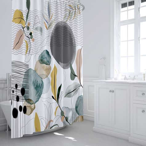 PRICES MAY VARY. 【ELEGANT ART DESIGN】Our Bohemian shower curtain comes with modern minimalist and mid-century art printed pattern, the eye-catching print adds a distinctive look to your bathroom 【PREMIUM FABRIC】The shower curtain is made of high-quality polyester fabric, Durable but soft feeling fabric with very heavy duty, 100% waterproof, it can dry quickly, Easy to clean up and machine washable.This fabric shower curtain can be used alone or with a shower curtain liner. 【EASY TO INSTALL】72 x Mid Century Shower Curtain, Curtains With Hooks, Modern Minimalist Bathroom, Minimalist Bathroom Decor, Bohemian Shower Curtain, Mid Century Minimalist, Abstract Shower Curtain, Boho Shower Curtain, Fabric Shower Curtain