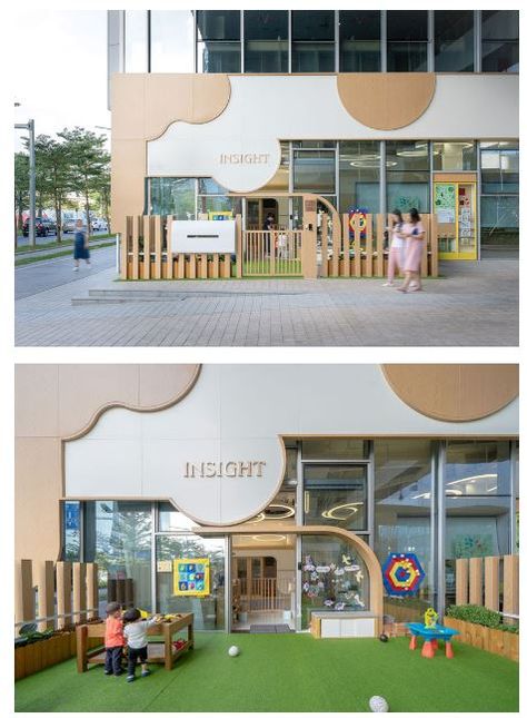 preschool interior-institute design Commercial Nursery Design, Kindergarten Kitchen Design, Modern Daycare Design Exterior, Early Learning Center Design, Preschool Classroom Interior Design, Modern Preschool Design, Preschool Design Interior, Preschool Exterior, Preschool Lobby