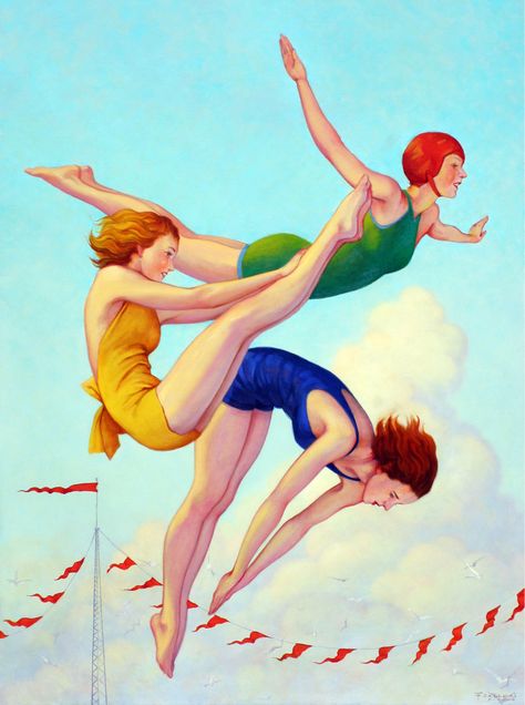 Fred Calleri, Vintage Swimmer, Composition Painting, Carmel Ca, Fashion Illustration Vintage, Architectural Sketch, Painting Medium, Arte Inspo, From Santa