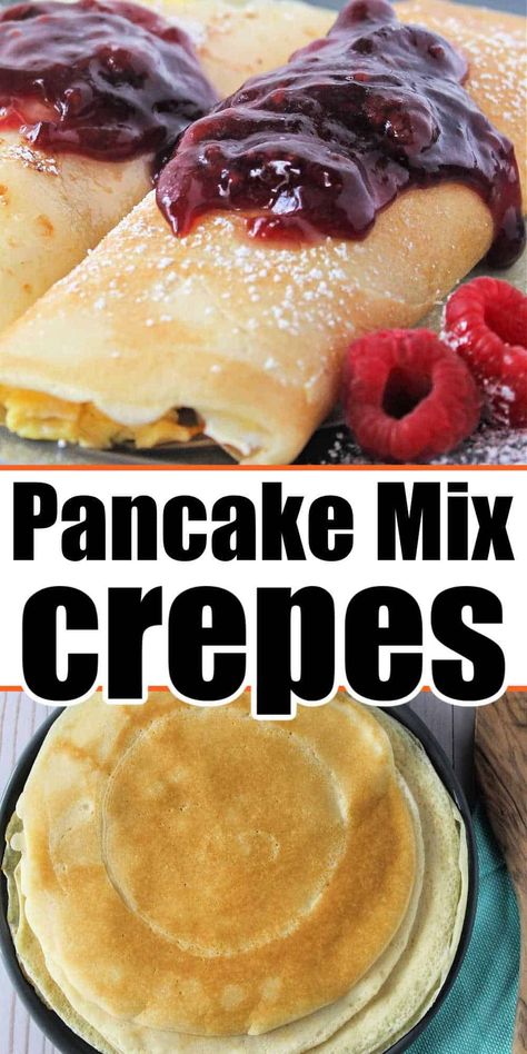 This is how to make crepes with pancake mix! Easy crepe recipe with 3 ingredients can be made sweet for dessert or savory for breakfast. Crepes With Pancake Mix, Crepes Recipe Breakfast, Crêpe Recipe, Best Crepes, Sweet Crepes Recipe, Homemade Crepes, Easy Crepe Recipe, Crepe Recipe, Crepes Recipe