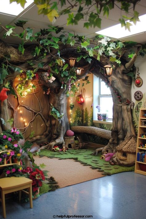 101 Classroom Theme Decoration Ideas (2024) Whimsigoth Classroom, Neverland Classroom Theme, Fantasy Themed Classroom, Fantasy Classroom Theme, Storybook Classroom Theme, Fairy Classroom Theme, Enchanted Forest Classroom Theme, Fairy Classroom, Whimsical Classroom