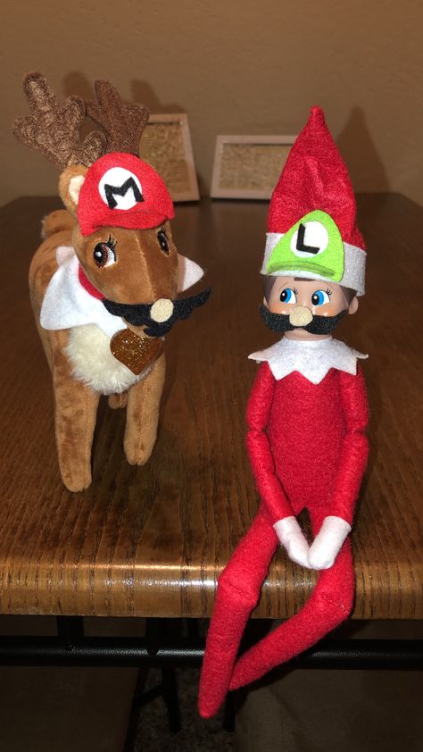 Elf On The Shelf Mario Ideas, Elf On The Shelf Friends, Elf On Shelf With Pet Ideas, Reindeer On The Shelf Ideas, Elf On The Shelf December Birthday, Elf On The Shelf With Pet Ideas, Elf On The Shelf Ideas Reindeer, Elf Pets Reindeer Ideas, Elf On Shelf Reindeer Ideas