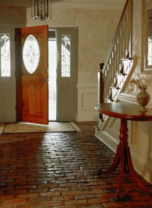 Terrocata Kitchen Floor, Brick Kitchen Floor, Brick Floor Kitchen, Wood Block Flooring, Brick Floors, Brick Floor, Flooring Texture, Interior Brick, Entryway Flooring