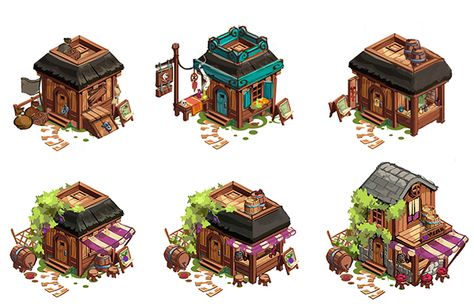 Medieval Buildings - game assets on Behance Ewolucje Eevee, 3d Karakter, Cartoon House, 2d Game Art, Building Concept, Isometric Art, Game Props, Isometric Illustration, Game Illustration