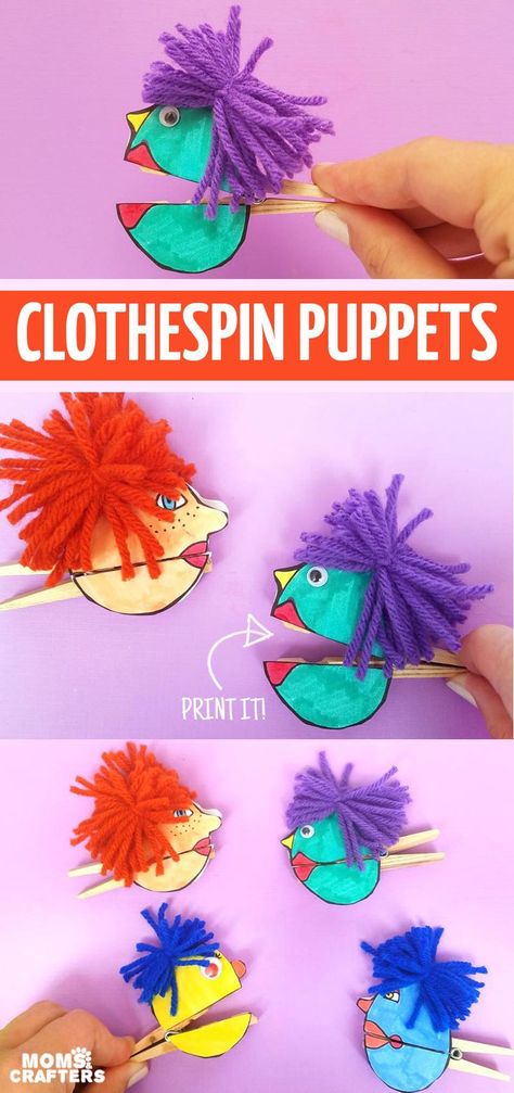 Afterschool Arts And Crafts, Clothespin Puppets, Learning Music, Big Emotions, Puppets For Kids, Puppets Diy, Art Projects For Adults, Paper Puppets, Puppet Crafts