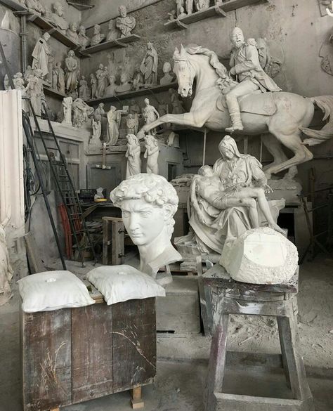 Atelier Aesthetic, Greece Sculpture, Angelic Aesthetic, Art Academia, Sculpture Museum, Amalfi Italy, Art Studio Room, Warehouse Design, The Obsession