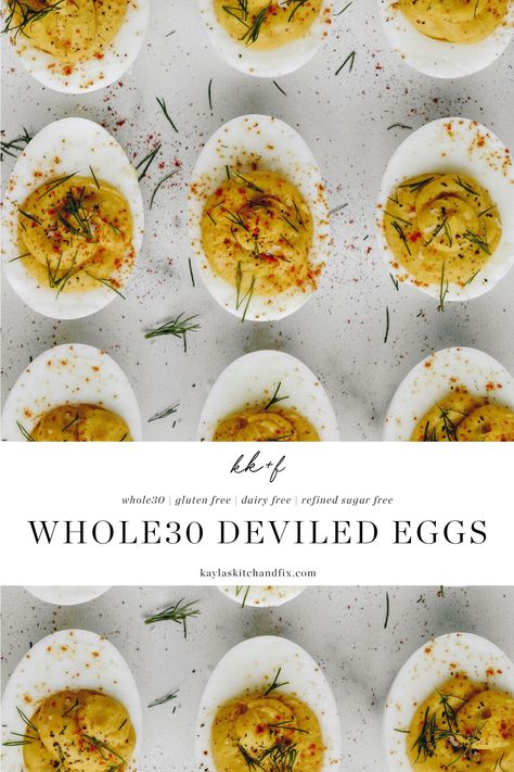 These Whole30 Deviled Eggs are so easy to make, made with minimal ingredients and are packed with protein. They make for the perfect snack to have in the fridge during a busy week or appetizer to bring to impress at a picnic. Healthy Deviled Eggs, Whole 30 Meal Plan, Deviled Eggs Easy, Whole 30 Diet, Deviled Eggs Recipe, Deviled Eggs, A Picnic, Whole 30 Recipes, Whole 30