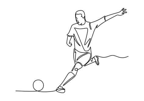 Vector of football player continuous one line drawing Football Line Art, Motherwell Fc, Football Lines, Soccer Tattoos, Football Player Drawing, Soccer Aesthetic, Word Tattoo Ideas, Scottish Football, Drawing Ideas Creative