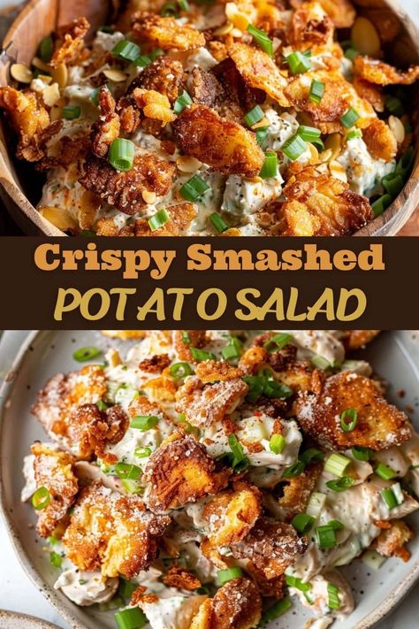 Smashed Potato Salad, Salt Potatoes, Potatoe Salad, Crispy Smashed Potatoes, Potato Salad Recipe, Potato Recipes Side Dishes, Potato Sides, Smashed Potatoes, Potato Side Dishes