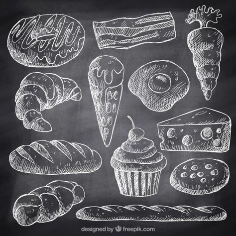 Chalkboard food art Chalkboard Restaurant, Chalkboard Art Diy, Chalk Typography, Food And Desserts, Chalkboard Art Quotes, Chalkboard Wall Art, Blackboard Art, Kitchen Chalkboard, Art Restaurant