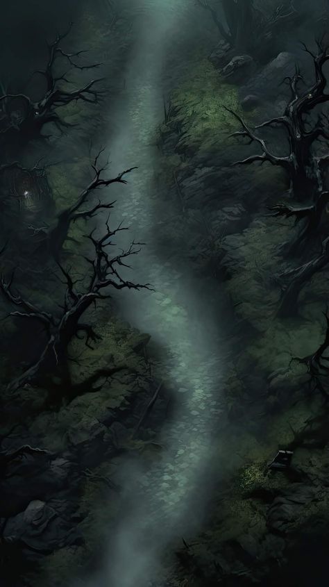 Dnd Dark Forest Map, Dark Forest Battlemap, Shadowfell Battle Map, Forest Map Rpg, Dnd Forest Map, Dnd Cave Map, Forest Battle Map, Dnd Forest, Dungeon Map