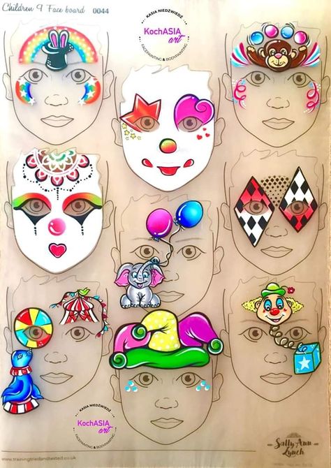 Circus Face Painting Ideas, Circus Face Paint, Cheetah Face Paint, Skeleton Face Paint, Pumpkin Face Paint, Elsa Face, Clown Face Paint, Cheetah Face, Abstract Painting Diy