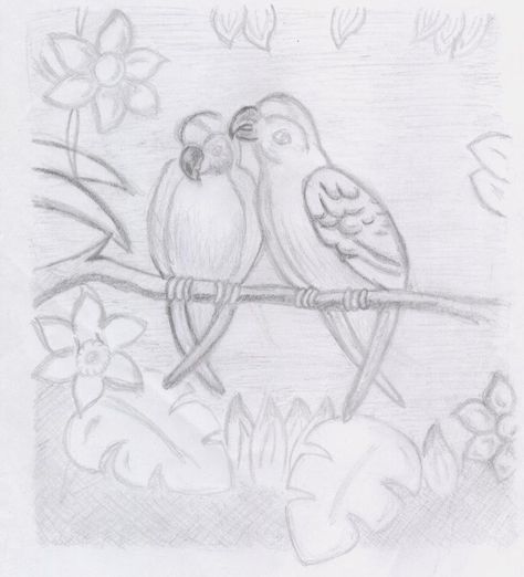 Tropical Rainforest Animals Drawing | Tropical Rainforest Parrots by Chocobo-Girl Jungle Pencil Drawing, Jungle Doodles To Draw, Tropical Animals Drawing, Easy Rainforest Drawing, Rainforest Background Drawing, Tropical Bird Drawing, Rainforest Animals Drawings, Rainforest Drawing Simple, Easy Jungle Animal Drawings