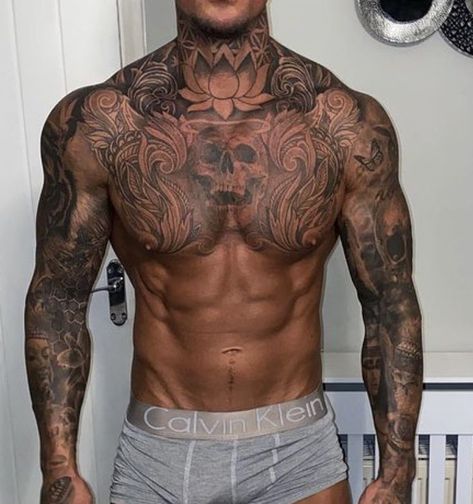 "The Painful Truth About Getting Men's Chest Tattoo: What to Expect" | #tattoo #tattoos #sketch Sleeve To Chest Tattoo Men, Chest To Neck Tattoo Men, Chest Neck Tattoo Men, Hot Tattoo Men, Mens Back Of Neck Tattoo, Chest And Arm Tattoo Men, Cool Chest Tattoos Men, Cool Neck Tattoos Men, Guy Neck Tattoos