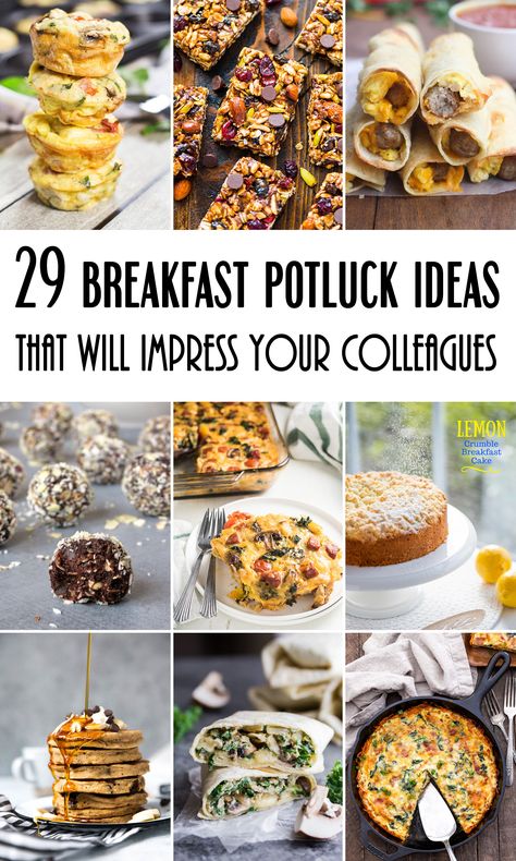 29 Breakfast Potluck Ideas For Work That Will Impress Your Colleagues #breakfast #potluck | yummyaddiction.com Breakfast At Work Party, Breakfast For Potluck Parties, What To Bring To A Breakfast Potluck, Breakfast To Share At Work, Brunch Potluck Ideas For Work, Breakfast Potluck Ideas For Work, Work Potluck Ideas, Potluck Breakfast, Breakfast Potluck Ideas