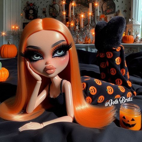 Waiting for Halloween Ike… #bratz #explorepage Bratz Dolls Aesthetic Red Hair, Halloween Bratz, Bratz Halloween, Waiting For Halloween, Witch Art, Orange Hair, Casino Online, Cute Wallpapers, Ginger