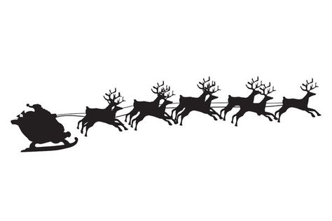 Christmas Series One Santa Tracker, Reindeer Silhouette, Flying Reindeer, Reindeer Craft, Santa's Sleigh, Silhouette Clip Art, Christmas Graphics, Santa Sleigh, Graphic Design Resources