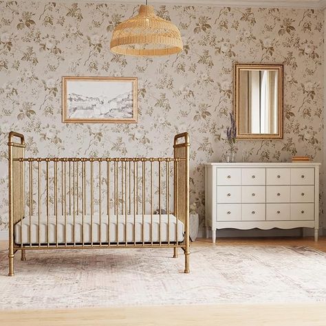 Color	Vintage Gold
Brand	NAMESAKE
Target Audience	unisex-baby
Product Dimensions	55.04"L x 29.61"W x 43.9"H
Special Feature	Convertible, Adjustable Spindle Crib, Gold Crib, Iron Crib, Metal Crib, Nursery Changing Table, Classic Nursery, Playroom Storage, Adjustable Mattress, Convertible Crib