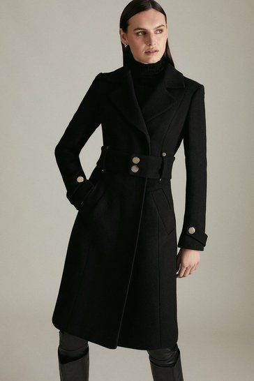 Long Sleeve Winter Dress, Wife Clothes, Belted Wrap Coat, Faux Fur Collar Coat, Faux Fur Cropped Jacket, Middleton Style, Black Wool Coat, Military Coat, Kate Middleton Style