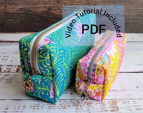 Bilby Pouch Sewing Pattern, Boxy Pouch Pdf Pattern, Bonus Mini Cube Pattern, Video Tutorial, Cosmetic Bag, Pencil Case - Etsy Pouch Sewing Pattern, Boxy Pouch, Boxy Bags, Pouch Sewing, Cube Pattern, Chalk Pens, Fabric Pen, Fusible Interfacing, Large Pouch