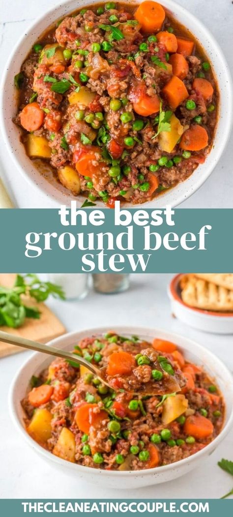 Learn how to make the best Hamburger Stew Recipe! This easy ground beef stew can be made in the instant pot, crockpot, or on the stove top for dinner. It's paleo, Whole30, gluten free, dairy free and absolutely delicious! Ground Beef Recipes Dairy Free Dinners, Ground Beef Instant Pot Recipes Dairy Free, Easy Crock Pot Meals Dairy Free, Non Dairy Ground Beef Recipes, Ground Beef Soup Dairy Free, Instant Pot Ground Beef Stew, Clean Beef Stew, Whole 30 Ground Beef Crockpot Recipes, Dairy Free Soup Recipes Crock Pot