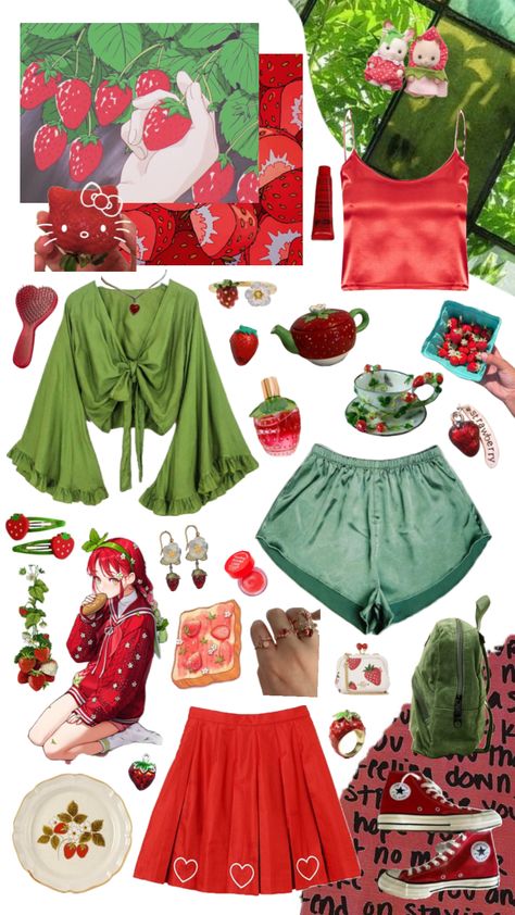 #strawberry #strawberryaesthetic #outfitinspo #beauty #moodboard #moodboards #aestheticmoodboard #greenaesthetic #redaesthetic Character Design Magic, Winx Wings, Strawberry Shortcake Outfits, Beauty Moodboard, Strawberry Fairy, Fairycore Outfit, Sarah Maas, Strawberry Outfit, Siren Aesthetic