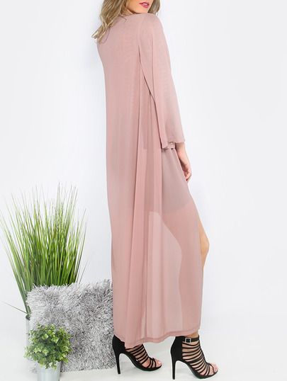 Shop Pink Long Sleeve Asymmetrical Chiffon Kimono online. SheIn offers Pink Long Sleeve Asymmetrical Chiffon Kimono & more to fit your fashionable needs. Kimono Online, Chiffon Jacket, Over Coat, Chiffon Kimono, Women Coats, Pink Long Sleeve, Duster Coat, Coats For Women, Full Length