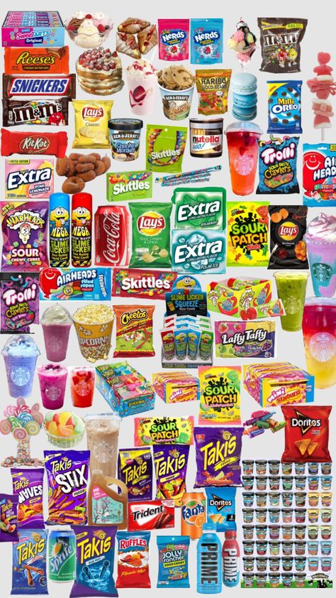 Popular Candy Brands, Types Of Candy List, Snacks Chips And Candy, Good Snacks To Buy, Good Candy, Paper Squishies, A Lot Of Candy, Squishy Food, Homemade Squishies