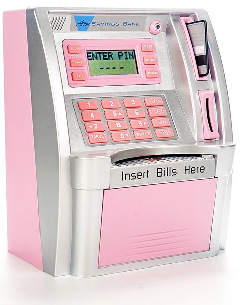 Pink Piggy Bank, Atm Bank, Toy Bank, Toy Cash Register, Atm Cash, Money Saving Box, Money Safe, Savings Box, Atm Card