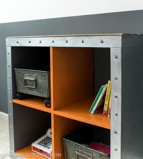 a turntable on top. There’s still room for a era-appropriate bowl too!  The look is completed by six tapered mid-century style legs.  Toy Storage Hack Expedit Ikea, Ikea Cubes, Regal Industrial, Bed Ikea, Kallax Shelving, Kallax Hack, Kallax Shelving Unit, Ikea Kallax Hack, Kura Bed