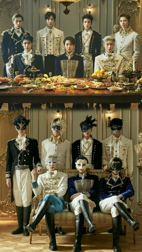 Enhypen Ot7 Wallpaper, Kpop Halloween Costume, Ot7 Wallpaper, Masquerade Outfit, Enhypen Ot7, Prince Clothes, Sunghoon Sunoo, Royal Outfits, Prom Dress Inspiration