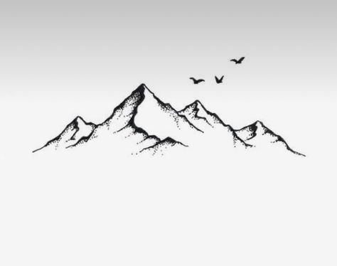 Stipple Mountain Tattoo, Mountain Range Tattoo Men, Alps Tattoo Simple, Whistler Mountain Tattoo, Geometric Mountain Tattoo Simple, Tattoo Designs Mountains, Gatlinburg Tattoo Ideas, Mountain Tattoo With Birds, Banff Mountain Tattoo