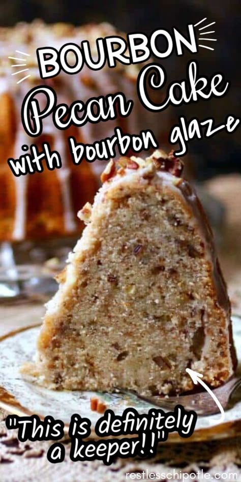 Sweet Bourbon Glaze, Bourbon Cake Recipe, Moist Bundt Cake, Bourbon Pecans, Bourbon Dessert, Homemade Bourbon, Bourbon Cake, Boozy Treats, Cake Bundt