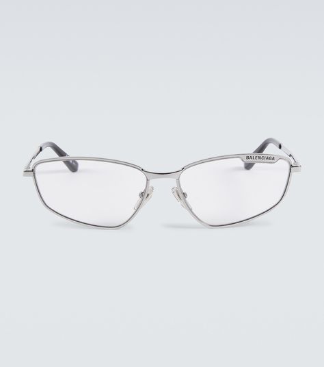 Rectangular Sunglasses in Silver - Balenciaga | Mytheresa Cloth Frame, Lens Filters, Rectangular Sunglasses, Curator Style, Hard Case, Cleaning Cloth, Sunglasses Accessories, Metal Frame, Balenciaga